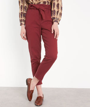 Picture of BARBARA GARNET COTTON PAPERBAG TROUSERS